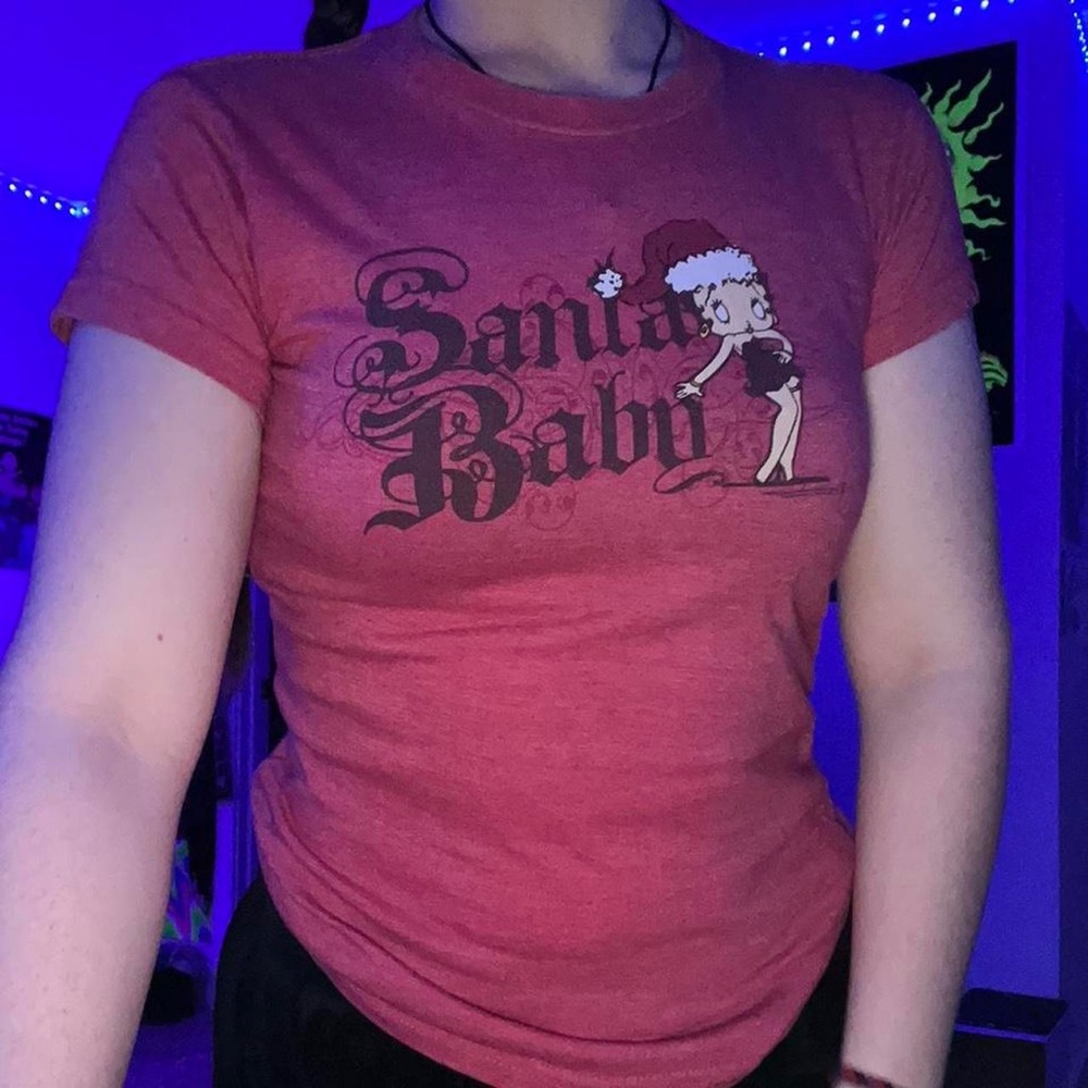 Santa Baby Betty Boop y2k 2000s red shirt